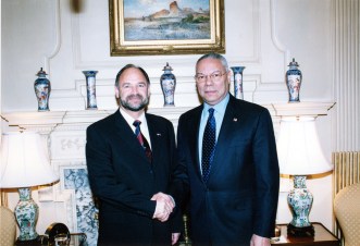 Former Liechtenstein Foreign Minister Dr. Ernst Walch with former US Secretary of State, Colin Powell.