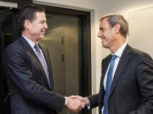 Europol Director Rob Wainwright with the Director of FBI James Comey 2015