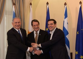 PM Netanyahu, President of Cyprus Anastasiades and Greek PM Tsipras 2016
