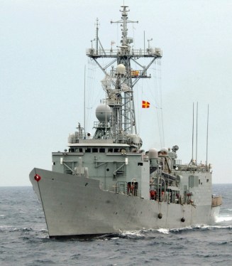 Atlantic Ocean (October 22, 2005) - Sailors of Spanish frigate SPS Santa Maria (F-81) prepare to conduct replenishment at sea (RAS) with the Spanish oiler SPS Marques De La Ensenada (A-11) off the coast of Brazil. Naval forces from Argentina, Brazil, Spain, Uruguay and the United States are participating in UNITAS 47-06 Atlantic phase, a U.S. Southern Command-sponsored exercise that enhances friendly, mutual cooperation and understanding between participating navies by enhancing interoperability in naval operations among the nations of the Western Hemisphere. Official U.S. Navy Photograph by PH2 (NAO/AW/SW) Michael Sandberg; Fleet Combat Camera, Atlantic.
