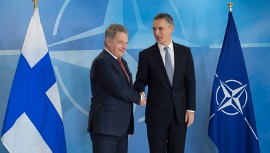 NATO Secretary General Jens Stoltenberg welcomes the President of the Republic of Finland, Sauli Niinisto at NATO headquarters